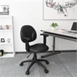 Pemberly Row Fabric Upholstered Wide Seat Office Swivel Chair with Arms in Black