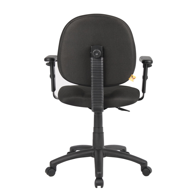 Pemberly Row Fabric Upholstered Wide Seat Office Swivel Chair with Arms in Black