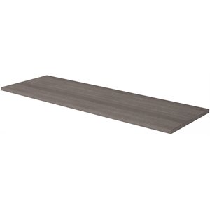 Pemberly Row Contemporary 59&quot Wooden Desk Bridge in Bark Gray