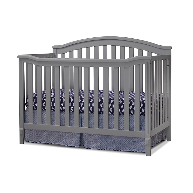 Pemberly Row Modern / Contemporary Wood 4-in-1 Crib in Gray Finish