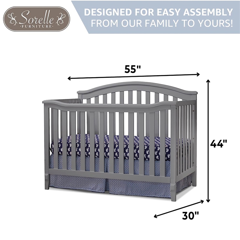 Pemberly Row Modern / Contemporary Wood 4-in-1 Crib in Gray Finish