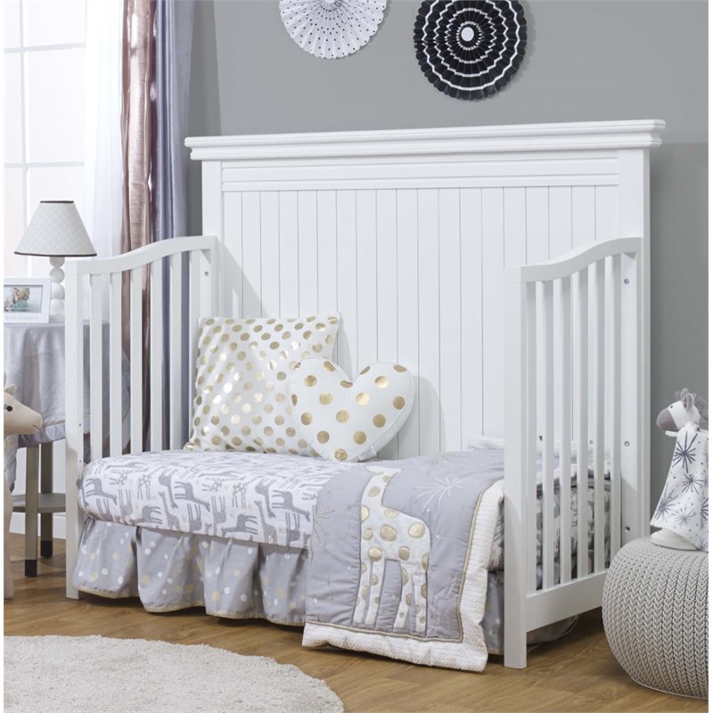 Pemberly Row Modern / Contemporary Wood 4-in-1 Crib in White