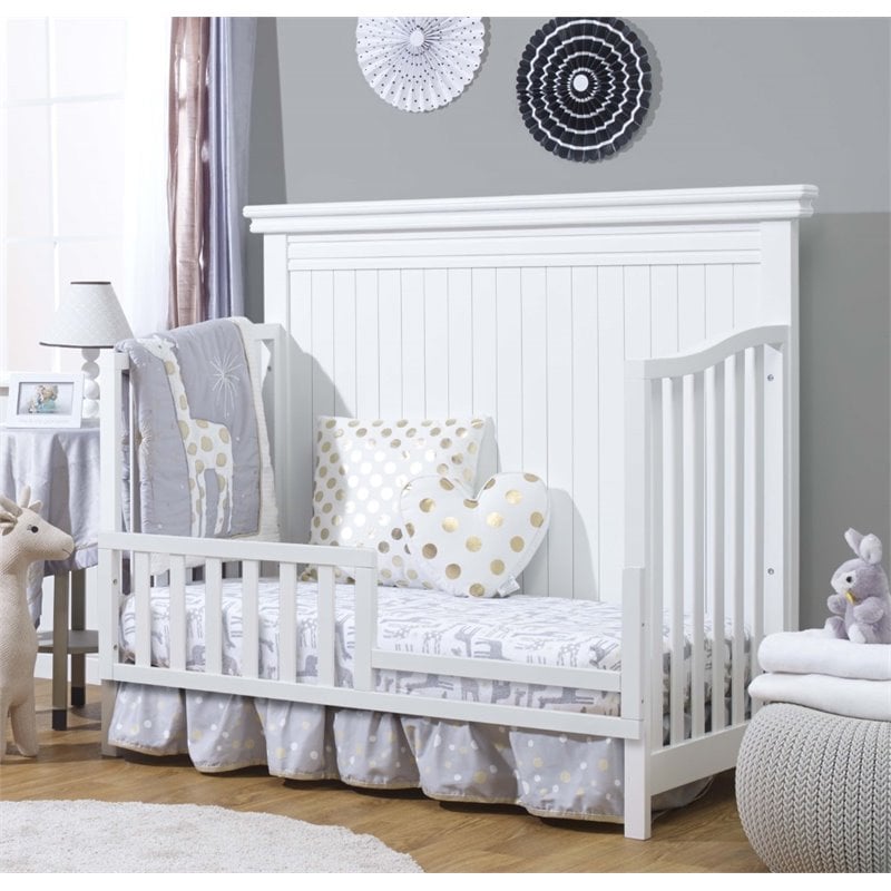 Pemberly Row Modern / Contemporary Wood 4-in-1 Crib in White