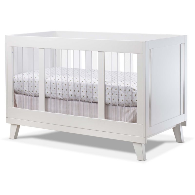 Pemberly Row Modern / Contemporary Wood Acrylic Crib in White