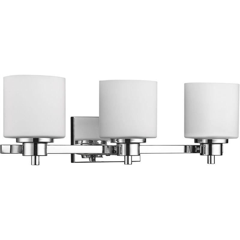 Pemberly Row 3 Light Chrome Bath Vanity Wall Fixture White Alabaster Glass 24