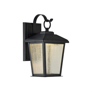 Pemberly Row Transitional LED Textured Black Outdoor Wall Sconce 12&quot Tall