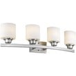 Pemberly Row 4 Light Brushed Nickel Bath Vanity Light Opal White Glass 32