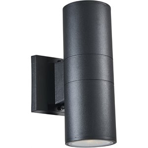 Pemberly Row LED Textured Black Outdoor/Indoor Wall Sconce 10&quot Height