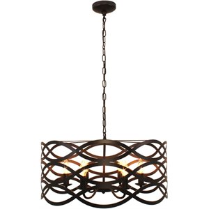 Pemberly Row Transitional 6 Light Oil Rubbed Bronze Ceiling Pendant 24&quot Wide