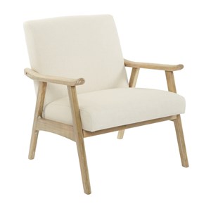 Pemberly Row Chair in Linen Cream Fabric with Brushed Finished Frame
