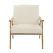 Pemberly Row Chair in Linen Cream Fabric with Brushed Finished Frame