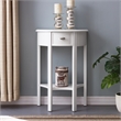 Pemberly Row Modern Solid Wood Demilune Hall Stand in Crisp White