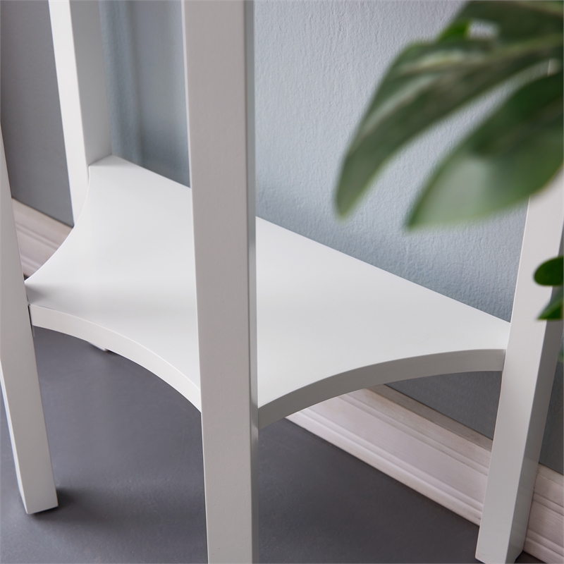 Pemberly Row Modern Solid Wood Demilune Hall Stand in Crisp White