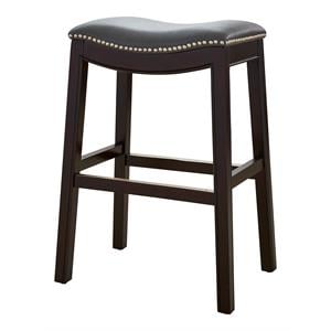 Pemberly Row 25&quot Faux Leather Counter Height Barstool in Gray