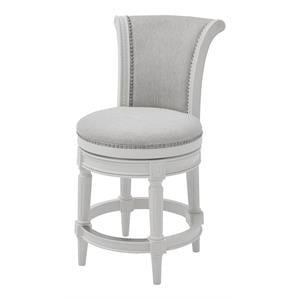 Pemberly Row 26&quot Wood Counter Height Swivel Barstool in White