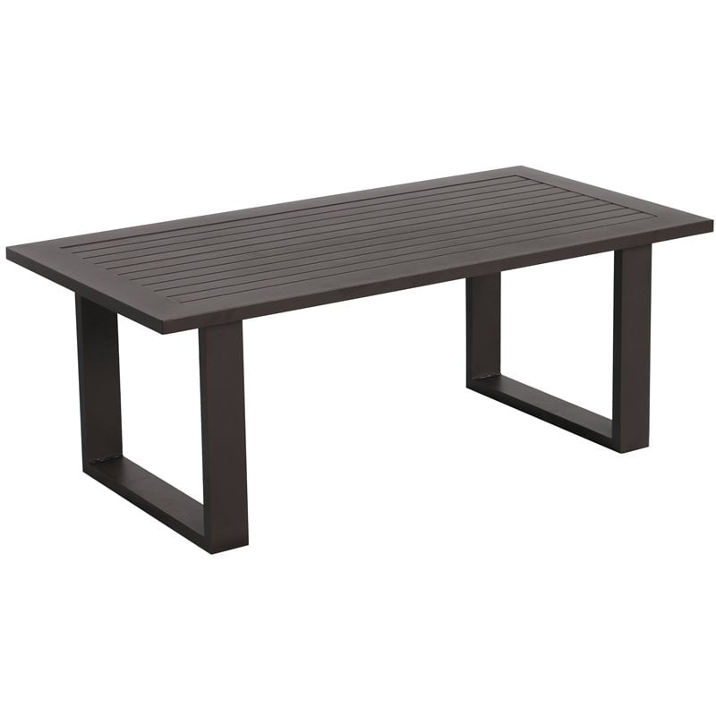 Pemberly Row Contemporary Aluminum Frame Coffee Table in Brown
