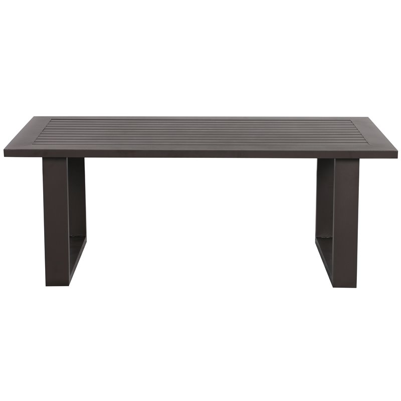 Pemberly Row Contemporary Aluminum Frame Coffee Table in Brown