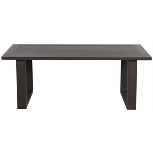 Pemberly Row Contemporary Aluminum Frame Coffee Table in Brown