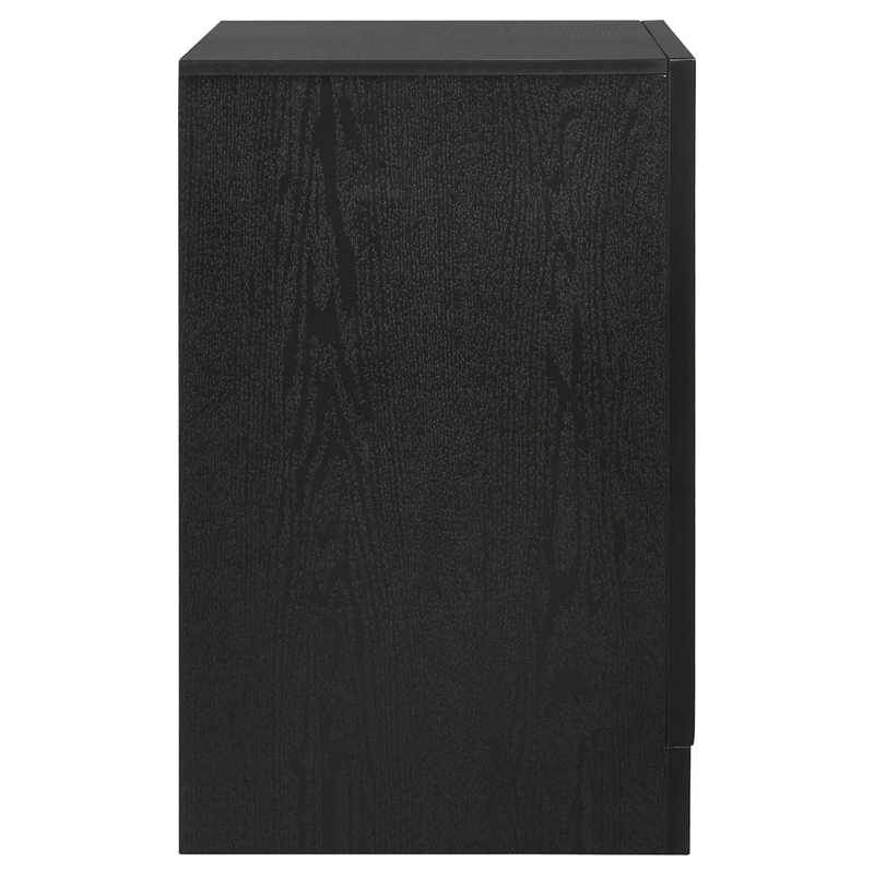Pemberly Row 2-Drawer Wood Nightstand with Hidden Jewelry Tray in Black