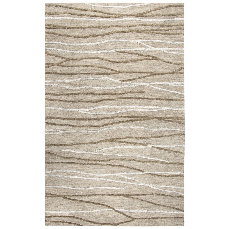 Pemberly Row 8' x 10' Lines Natural/Ivory Hand-Tufted Area Rug
