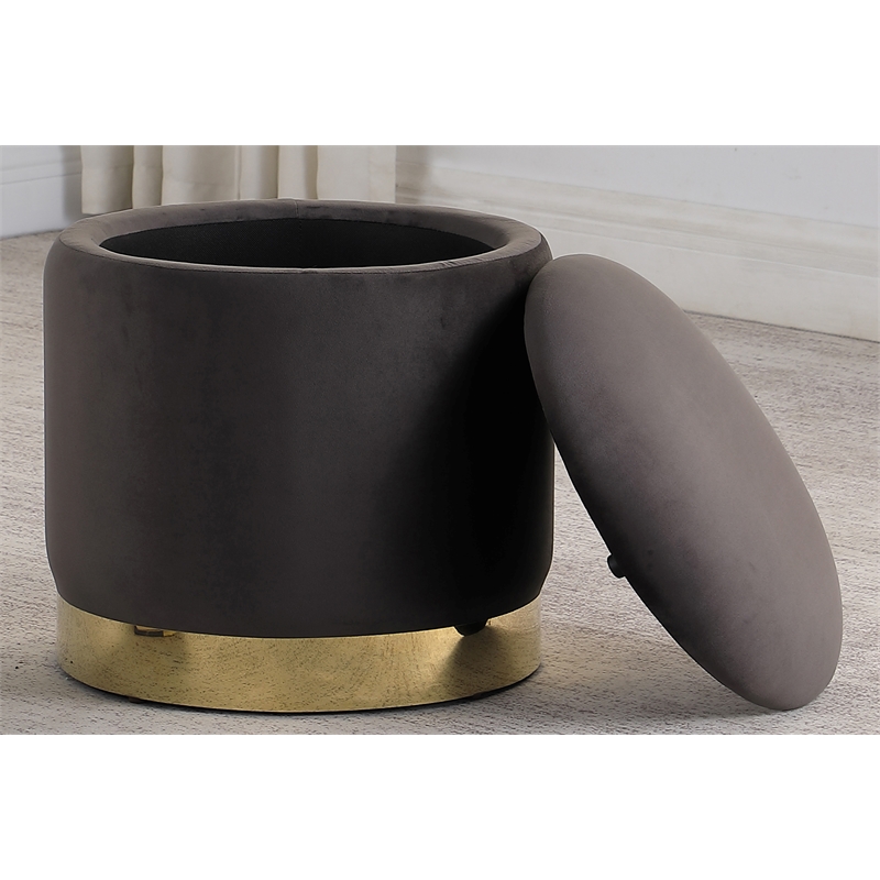 Pemberly Row Modern / Contemporary Tufted Velvet Gray Accent Ottoman