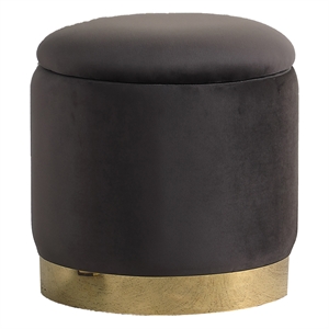 Pemberly Row Modern / Contemporary Tufted Velvet Gray Accent Ottoman