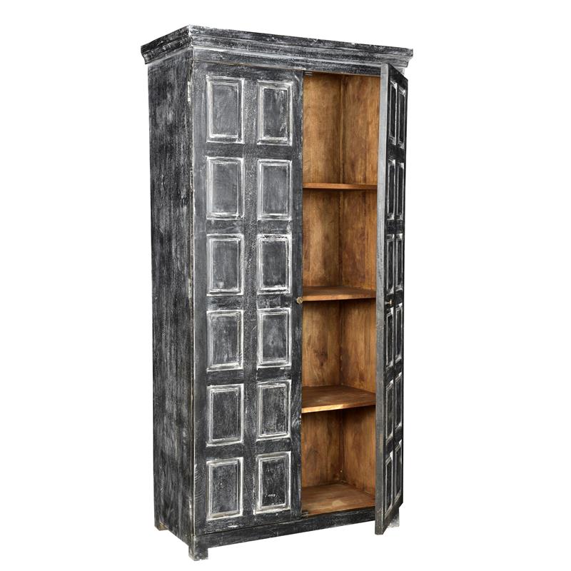 Pemberly Row Solid Wood 2 Door Cabinet in Distressed Gray Finish