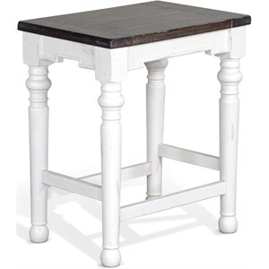 Pemberly Row Modern 24&quot Wood Stool in White/Dark Brown (Set of 2)
