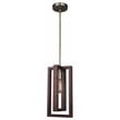 Pemberly Row Modern Double Rectangular Wood Mid Pendant in Brass