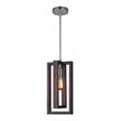 Pemberly Row Modern Double Rectangular Wood Mid Pendant in Nickel