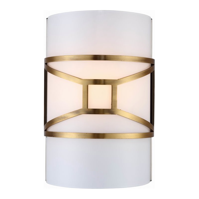Pemberly Row 1 Light Steel/Glass Wall Mount in Vintage Brass