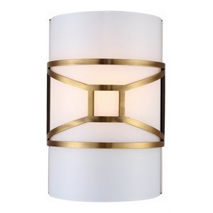Pemberly Row 1 Light Steel/Glass Wall Mount in Vintage Brass