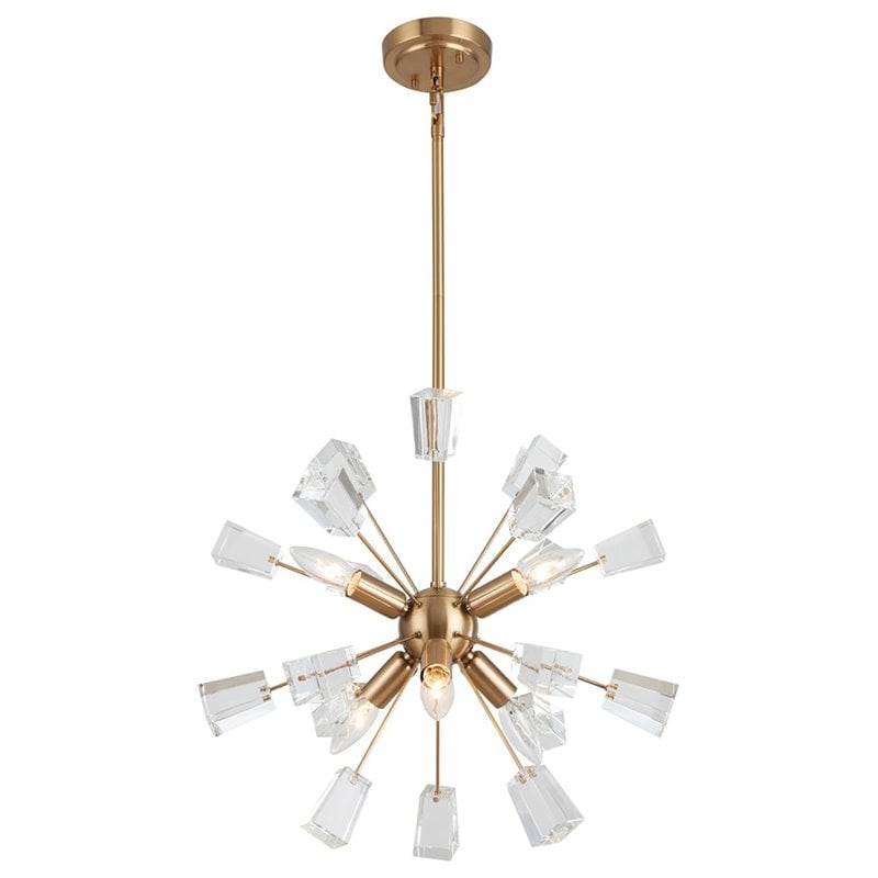 Pemberly Row 6-light Steel & Glass Sputnik Chandelier in Brass