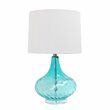 Pemberly Row Modern Glass Table Lamp in White with Blue Shade