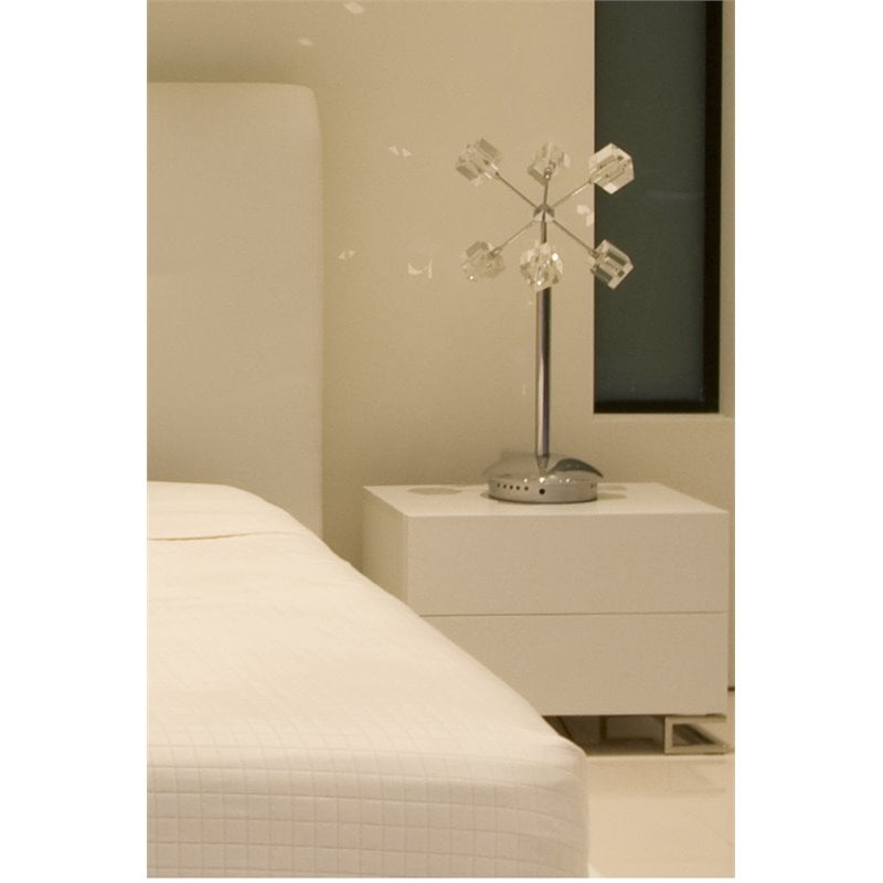 Pemberly Row Gloss Lacquer & Polished Steel Metal Night Stand in White