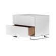 Pemberly Row Gloss Lacquer & Polished Steel Metal Night Stand in White