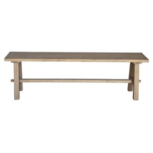 Pemberly Row Modern 59&quot Wood Dining Bench in Natural/Brushed Smoke
