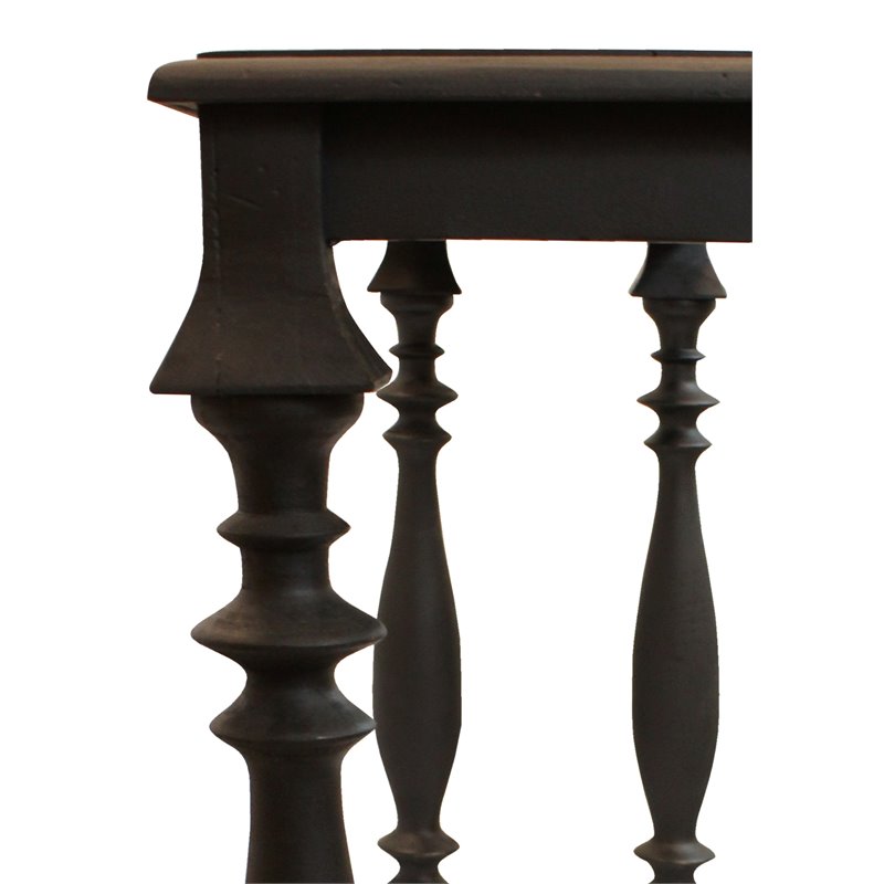 Pemberly Row Mango Solid Wood Console Table in Antique Black