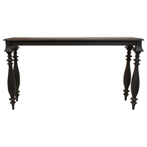 Pemberly Row Mango Solid Wood Console Table in Antique Black