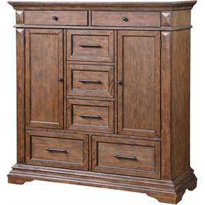 Pemberly Row Solid Wood 6-Drawer Door Chest in Brushed Walnut