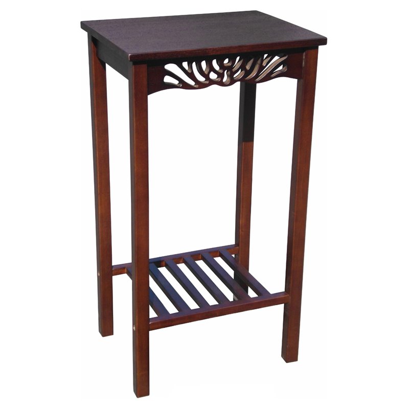 Pemberly Row Solid Mahogany Wood Tall End Table in Dark Brown