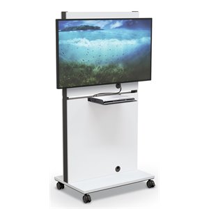 Pemberly Row 70&quot Laminate Wood & Metal Media Space Flat Panel Cart in White