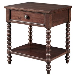 Pemberly Row Contemporary 18&quot Solid Wood Nightstand in Brown