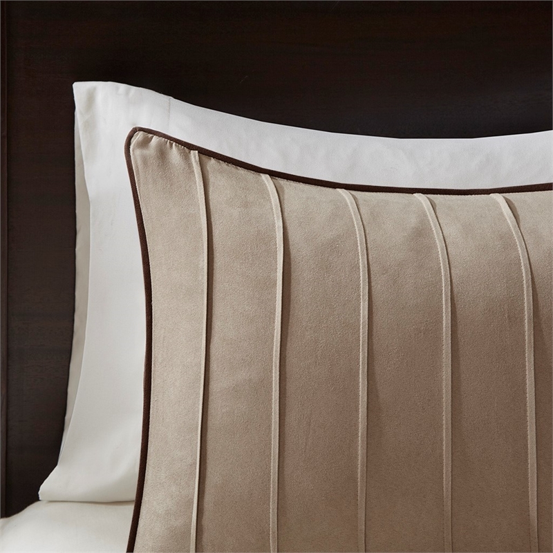 Pemberly Row 7-piece Transitional Microsuede Comforter Set - Beige Finish