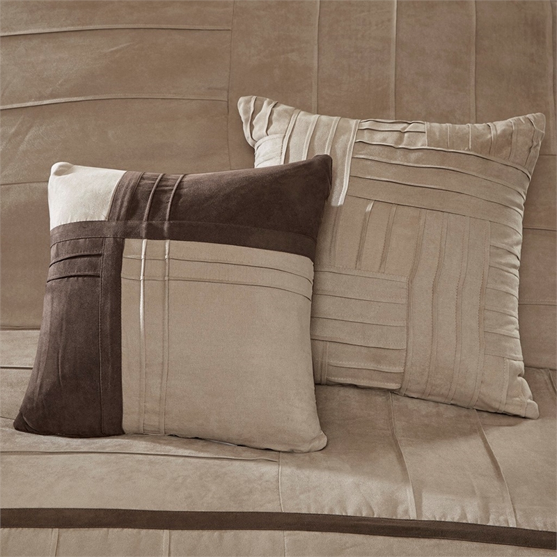 Pemberly Row 7-piece Transitional Microsuede Comforter Set - Beige Finish
