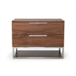 Pemberly Row Contemporary Wood and Stainless Steel Nightstand in Walnut
