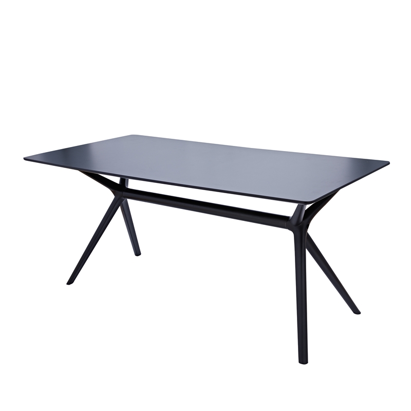 Pemberly Row Mid-Century 47''x31.5''x28.9''H Plastic Side Table in Black