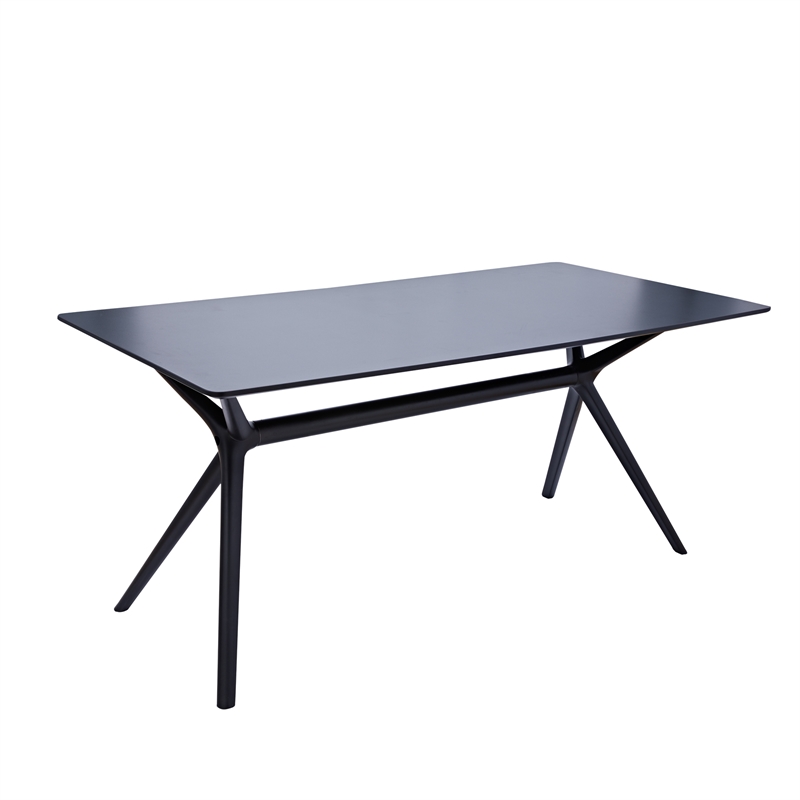 Pemberly Row Mid-Century 47''x31.5''x28.9''H Plastic Side Table in Black