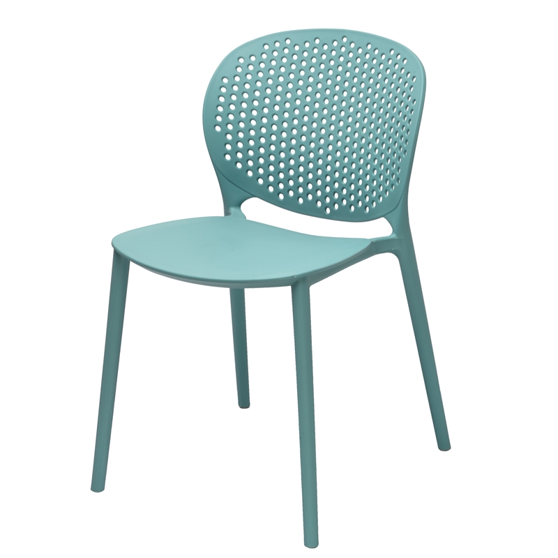 Pemberly Row Mid-Century Plastic Side Chair in Blue (Set of 4)