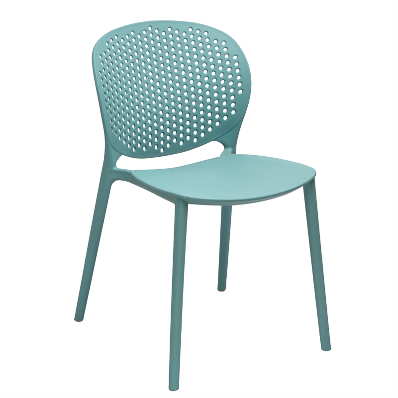 Pemberly Row Mid-Century Plastic Side Chair in Blue (Set of 4)